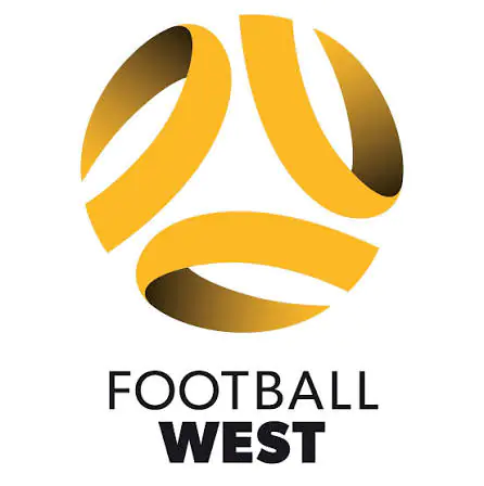 Gold circular ribbon logo above the words 'FOOTBALL WEST' on a white background.
