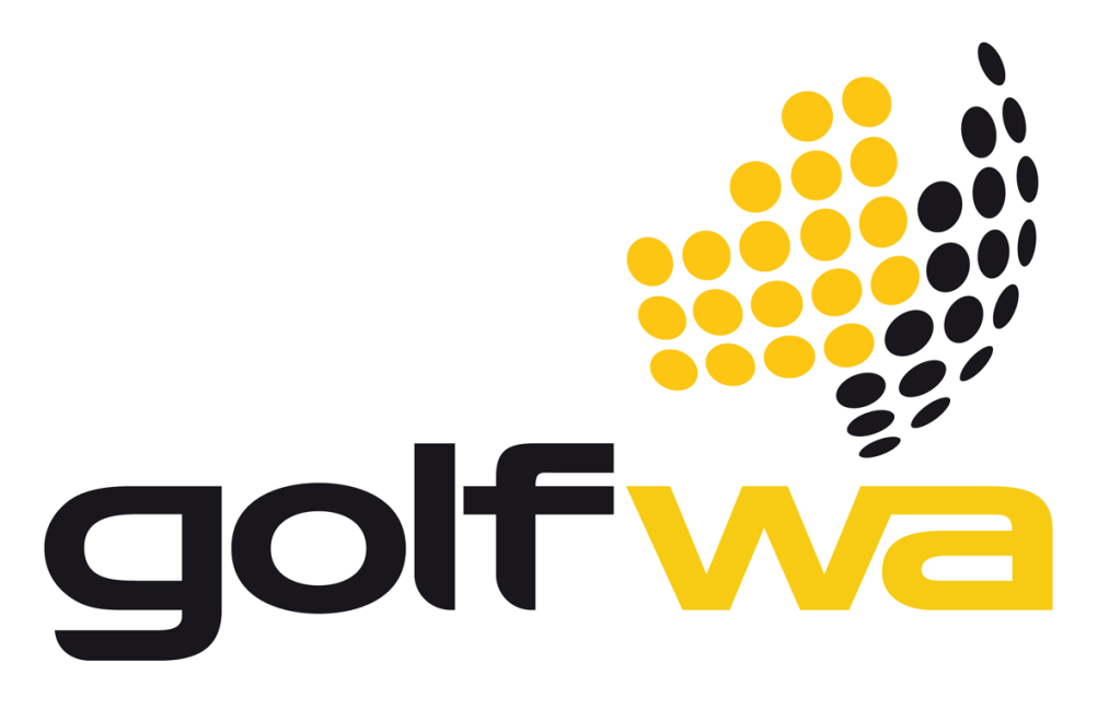 Golf WA logo: black 'golf' text with yellow 'wa' and a yellow/black dotted wing motif above.